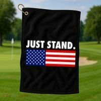 Just Stand Striped American Flag Golf Towel thumb 1