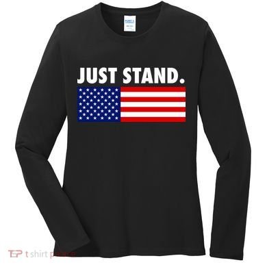 Just Stand Striped American Flag Women's Long Sleeve Shirt