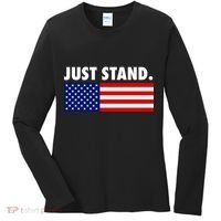 Just Stand Striped American Flag Women's Long Sleeve Shirt thumb 0