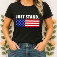 Just Stand Striped American Flag Women's T-Shirt thumb 2