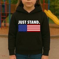 Just Stand Striped American Flag Kids Hoodie thumb 3