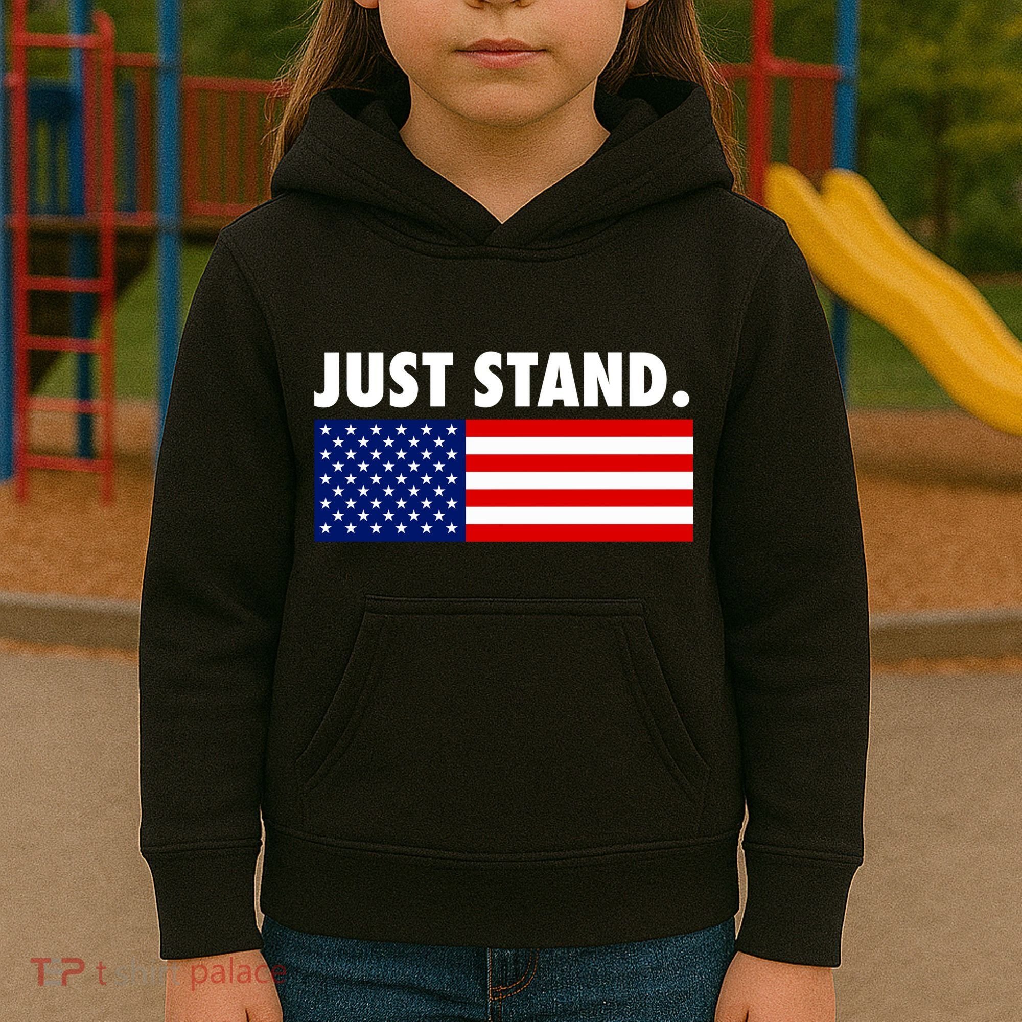 Just Stand Striped American Flag Kids Hoodie