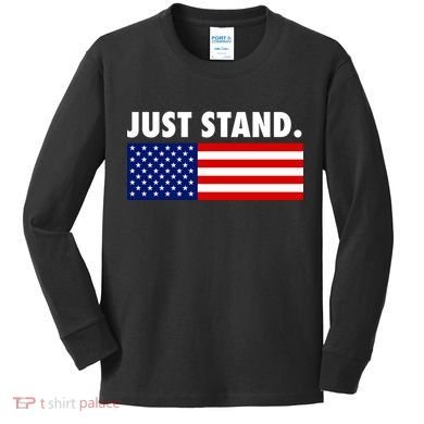 Just Stand Striped American Flag Kids Long Sleeve Shirt