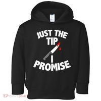 Just The Tip Funny Halloween Knife Toddler Hoodie thumb 0
