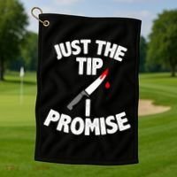 Just The Tip Funny Halloween Knife Golf Towel thumb 1
