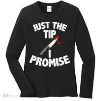 Just The Tip Funny Halloween Knife Women's Long Sleeve Shirt thumb 0