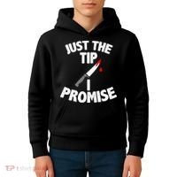 Just The Tip Funny Halloween Knife Kids Hoodie thumb 4