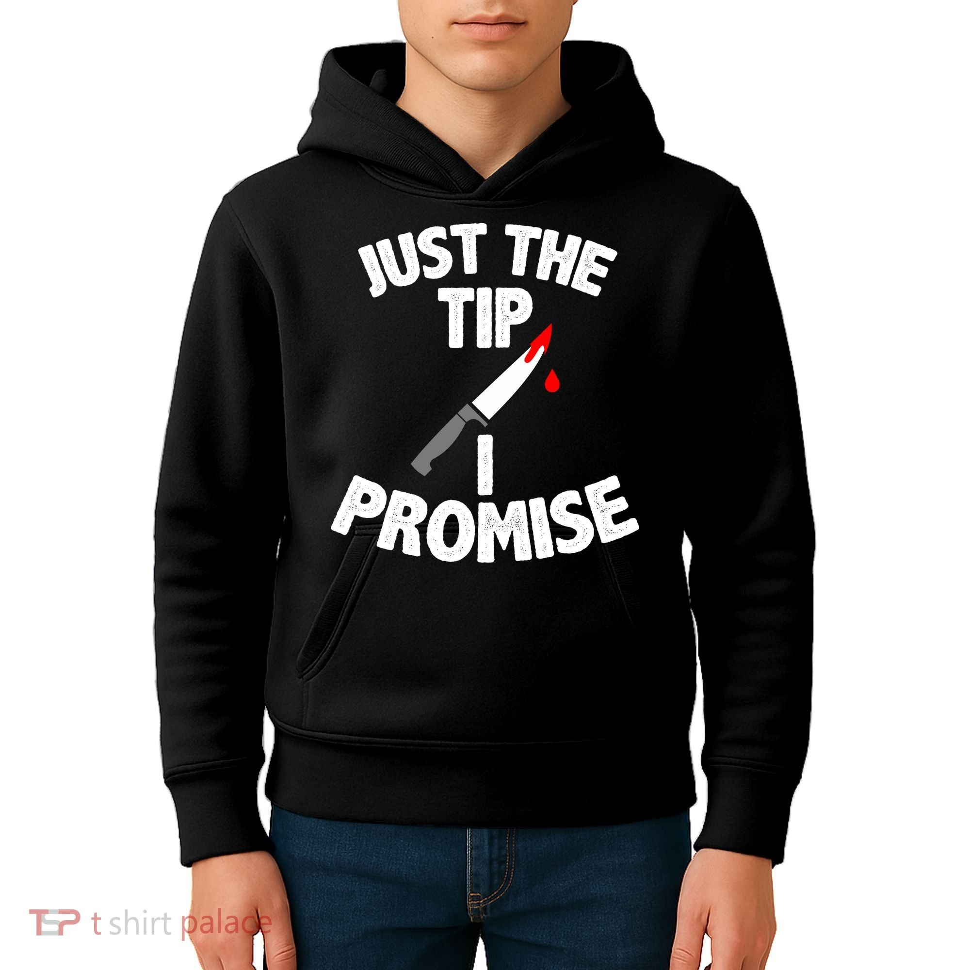 Just The Tip Funny Halloween Knife Kids Hoodie