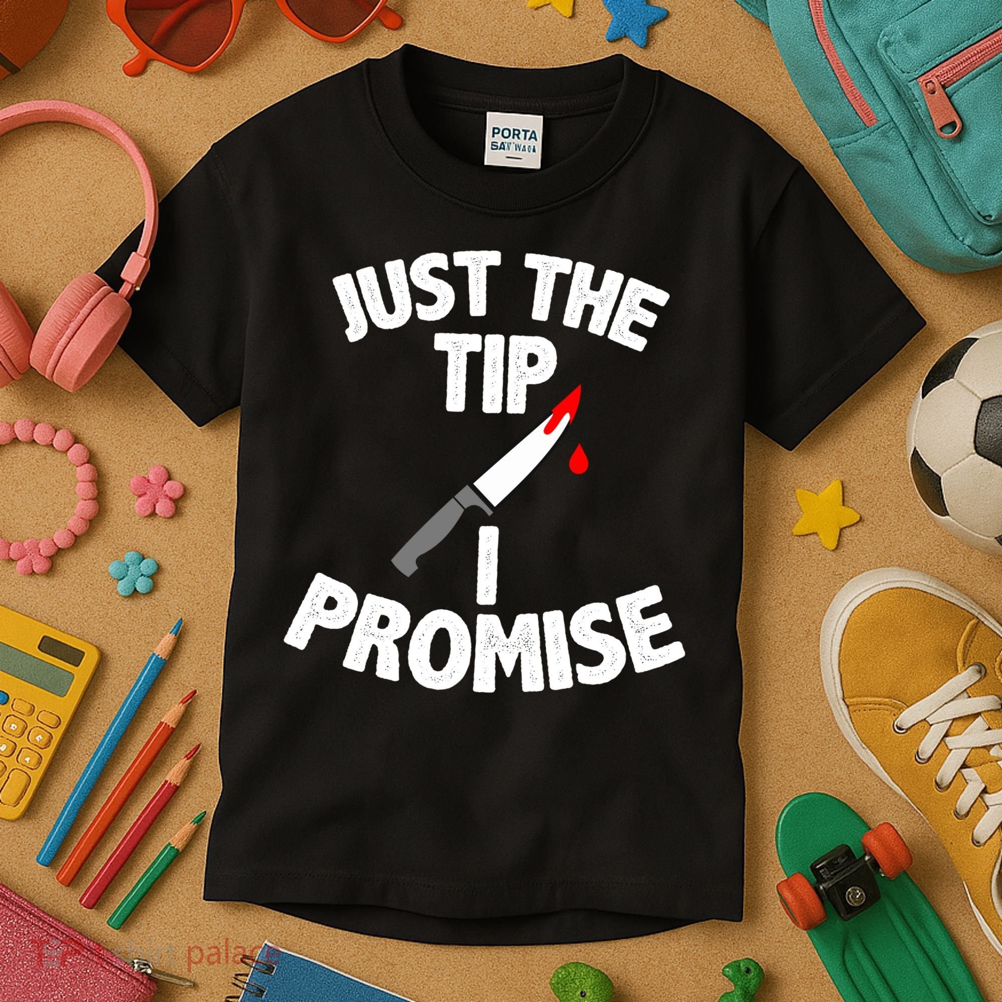 Just The Tip Funny Halloween Knife Kids T-Shirt