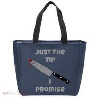 Just the Tip I Promise Halloween Knife Tote Bag thumb 0