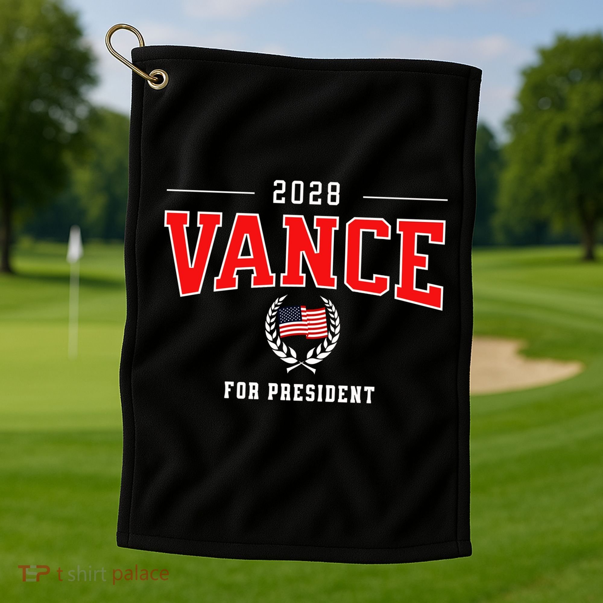 JD Vance 2028 for President Republican Patriotic US Flag Golf Towel