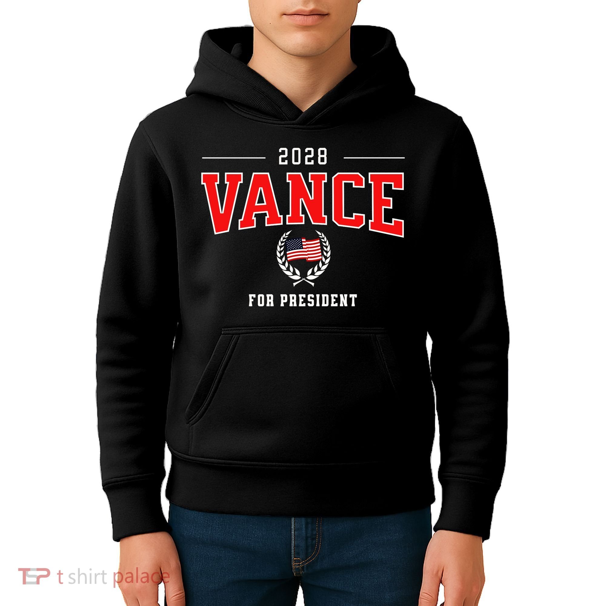 JD Vance 2028 for President Republican Patriotic US Flag Kids Hoodie