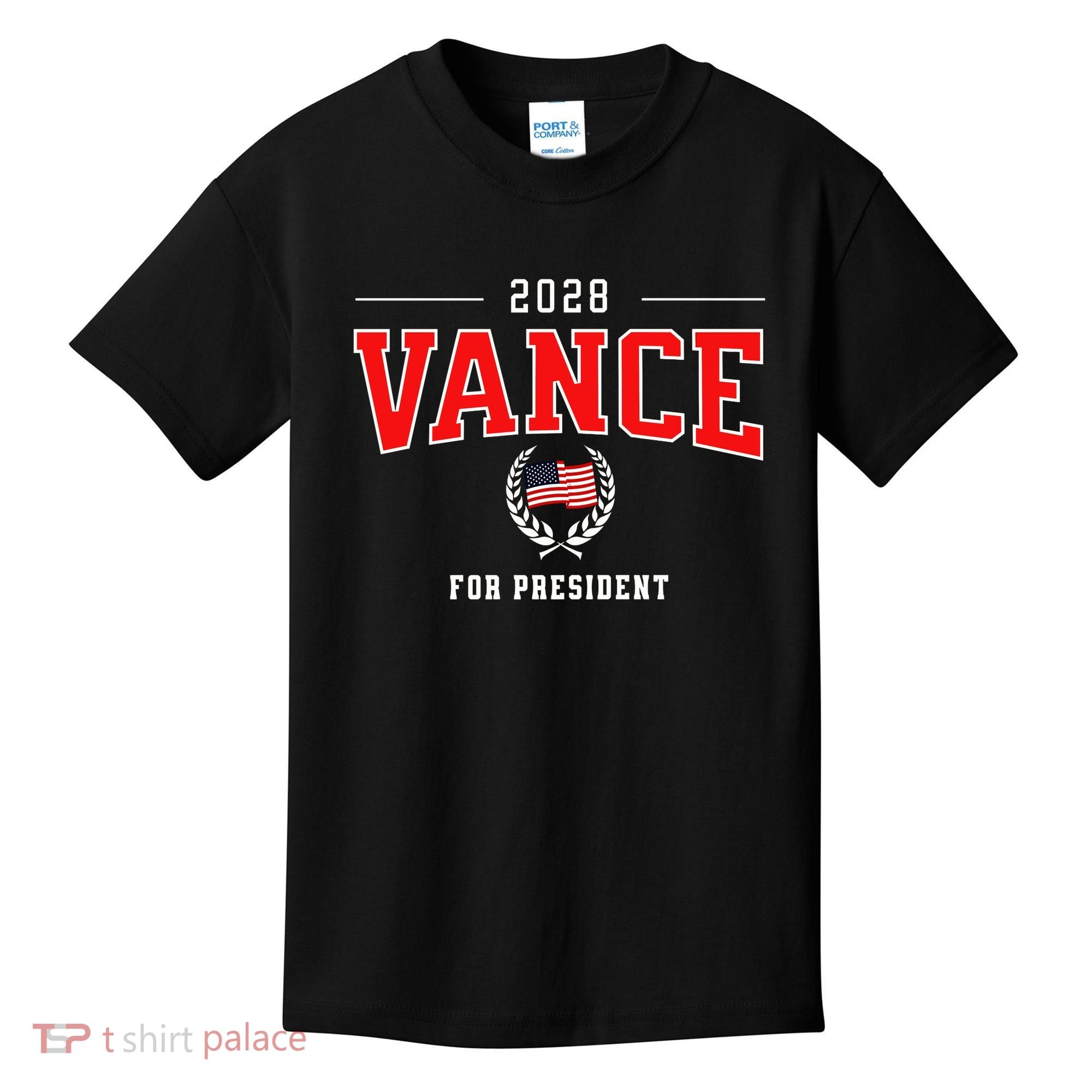 JD Vance 2028 for President Republican Patriotic US Flag Kids T-Shirt