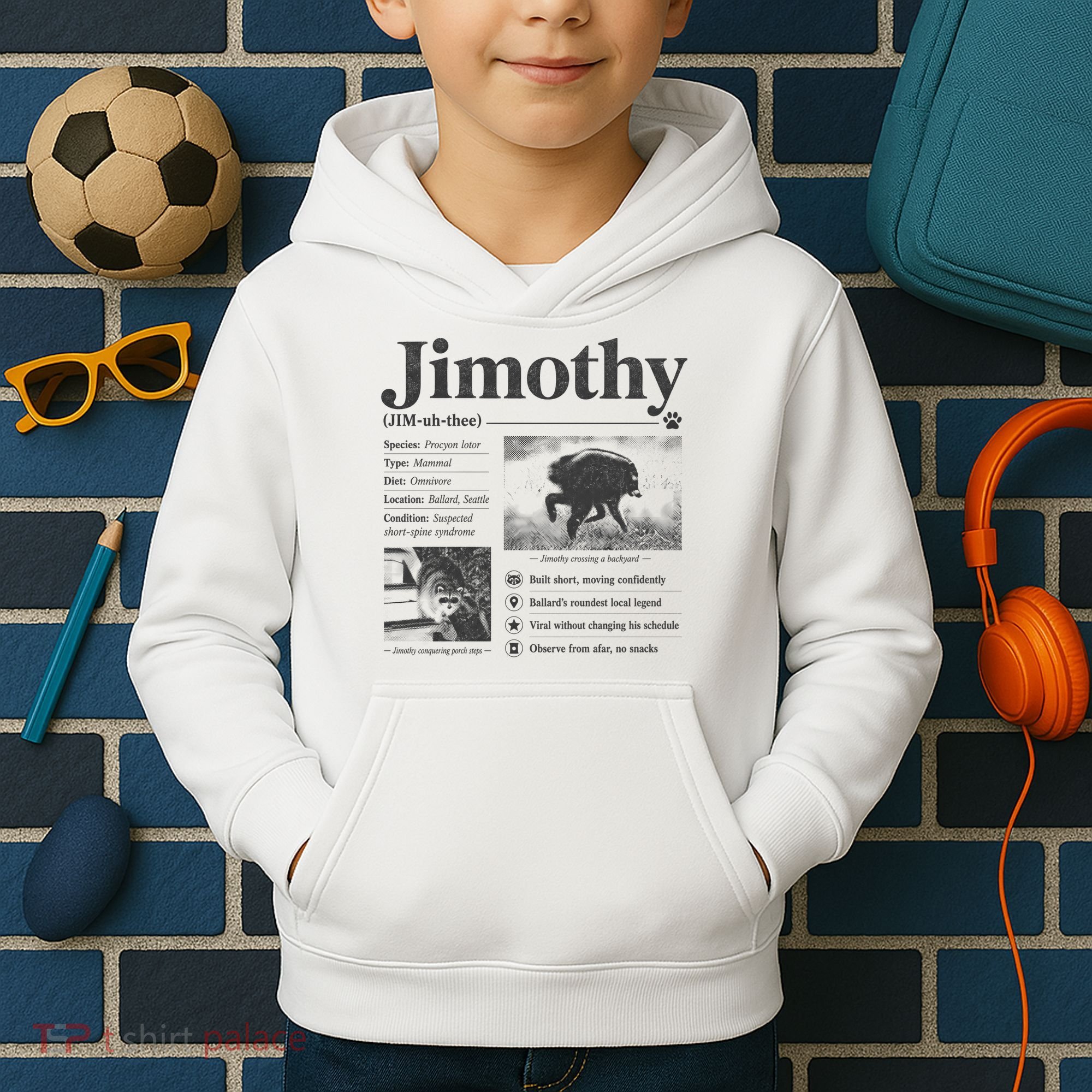 Jimothy Viral Backyard Raccoon Local Legend Kids Hoodie
