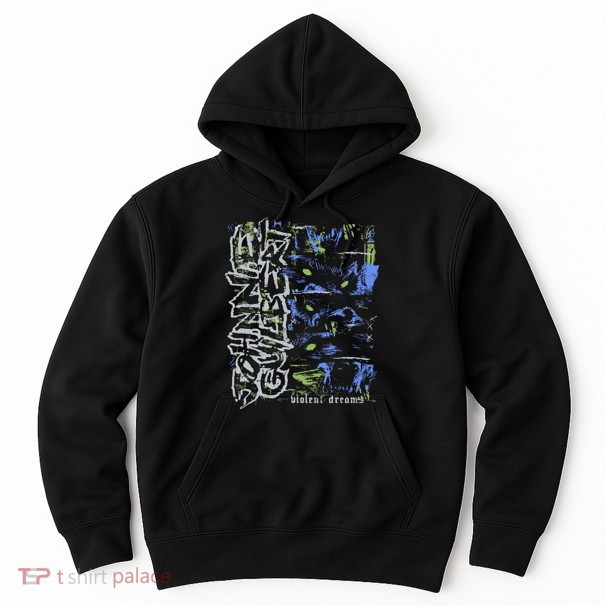 Johnnieguilbert Violent Dream Wolf Blue Green Hoodie