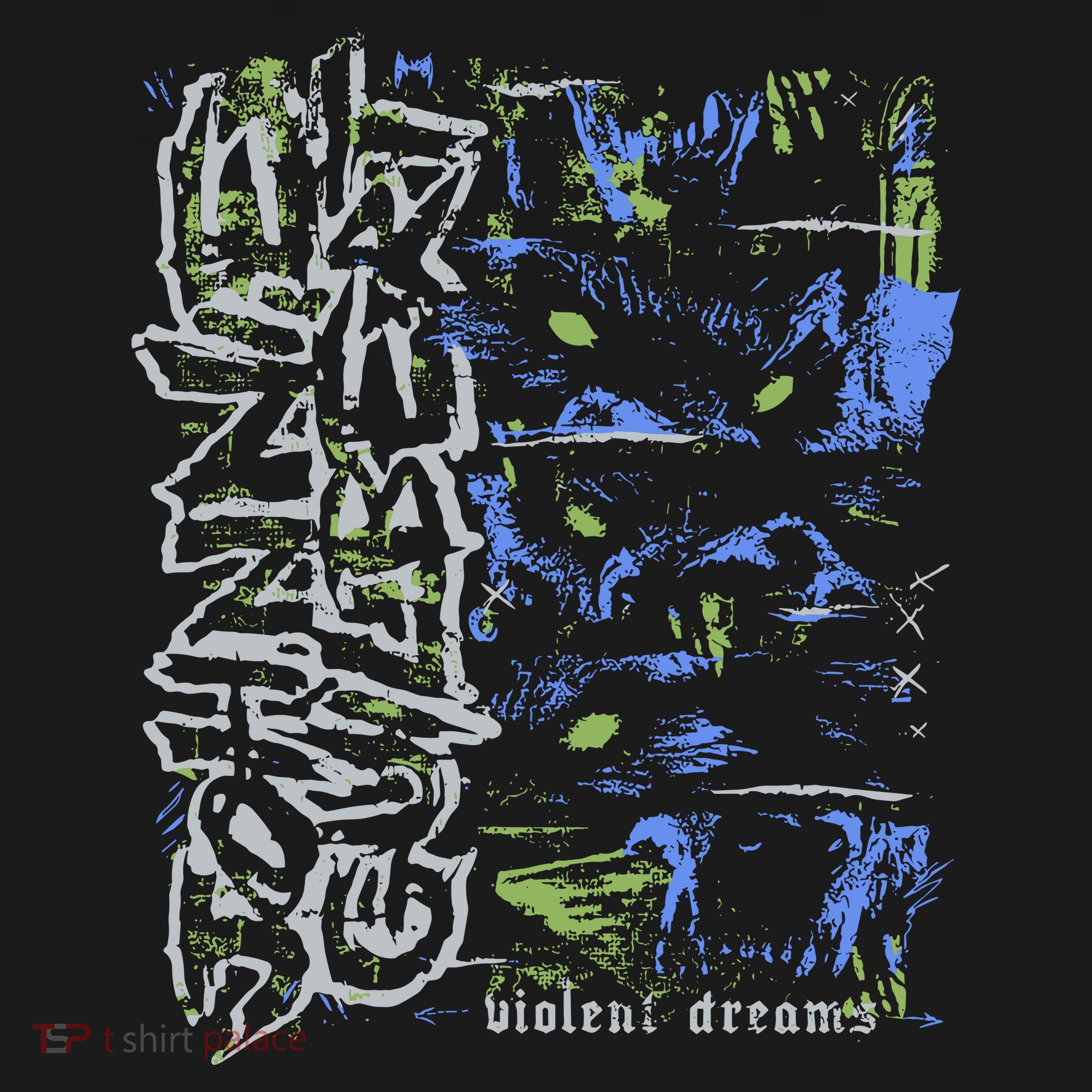 Johnnieguilbert Violent Dream Wolf Blue Green Long Sleeve Shirt