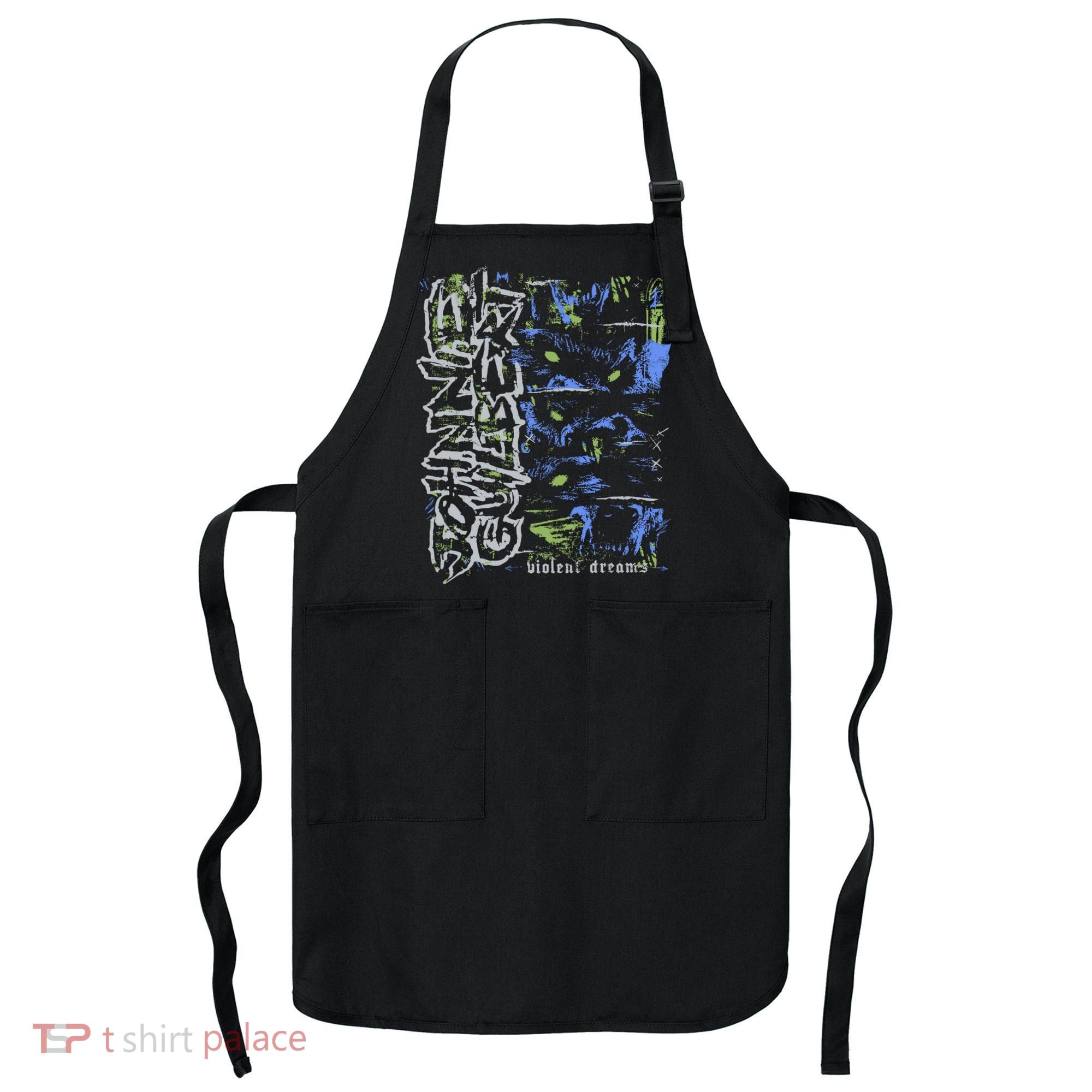 Johnnieguilbert Violent Dream Wolf Blue Green Apron