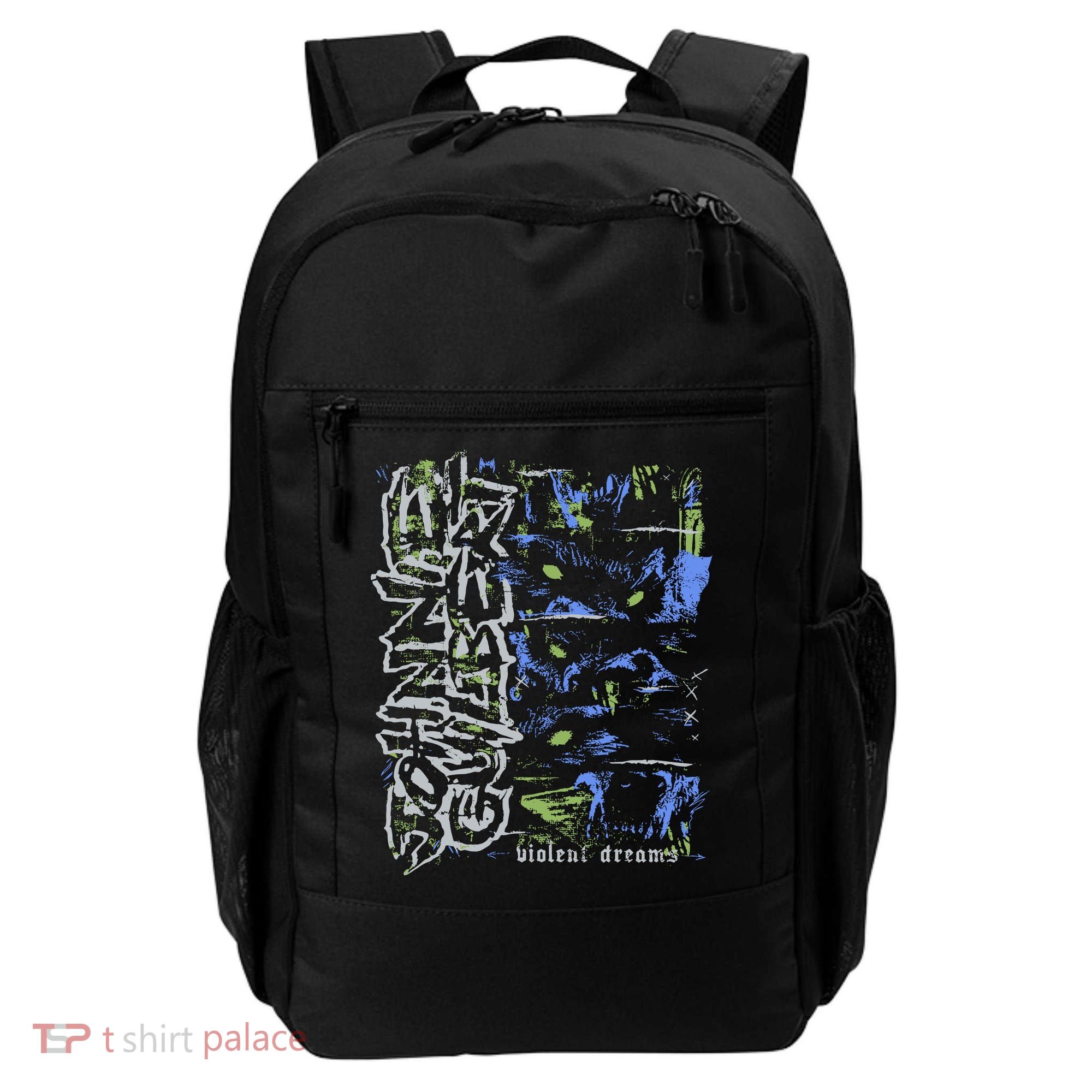 Johnnieguilbert Violent Dream Wolf Blue Green Backpack