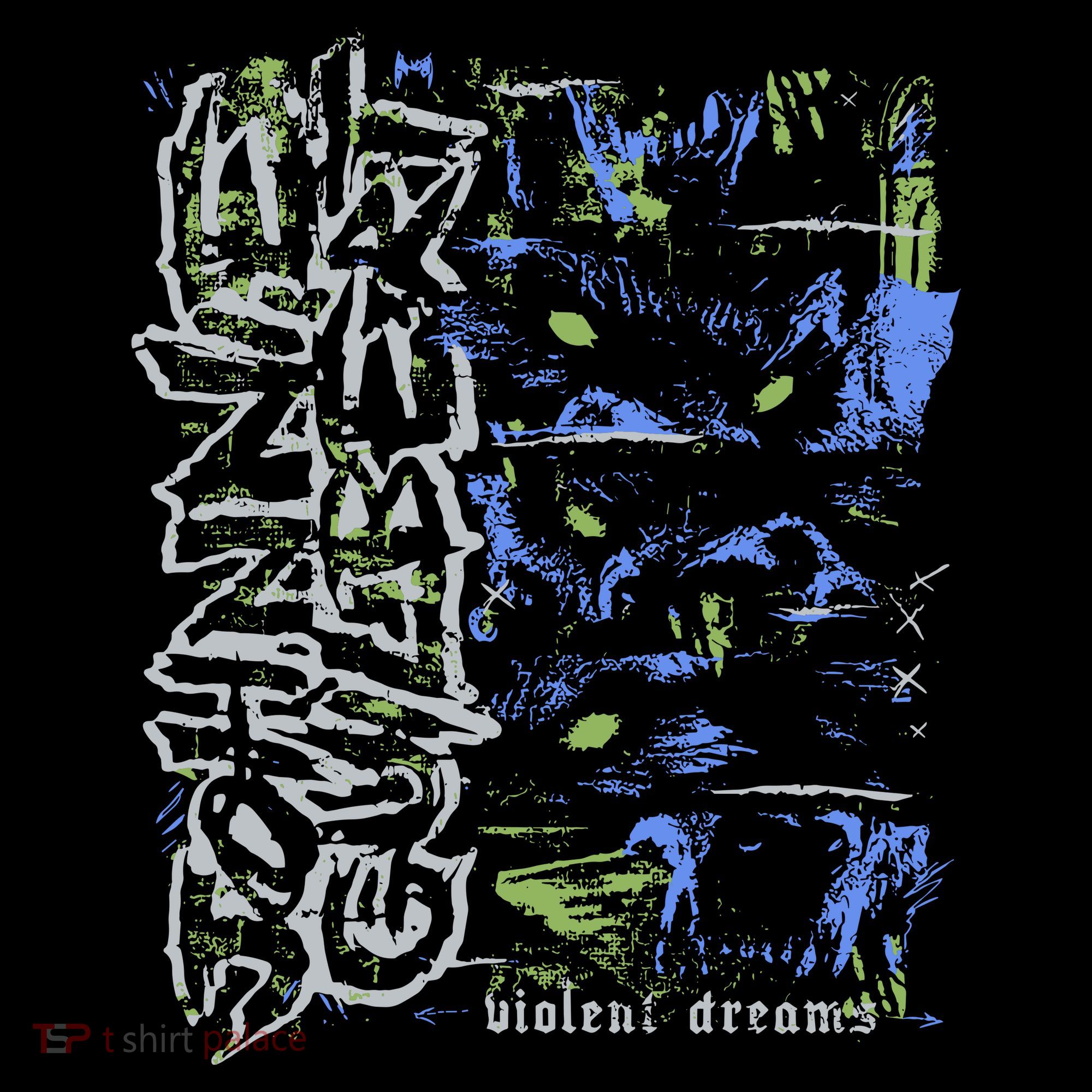 Johnnieguilbert Violent Dream Wolf Blue Green Mousepad