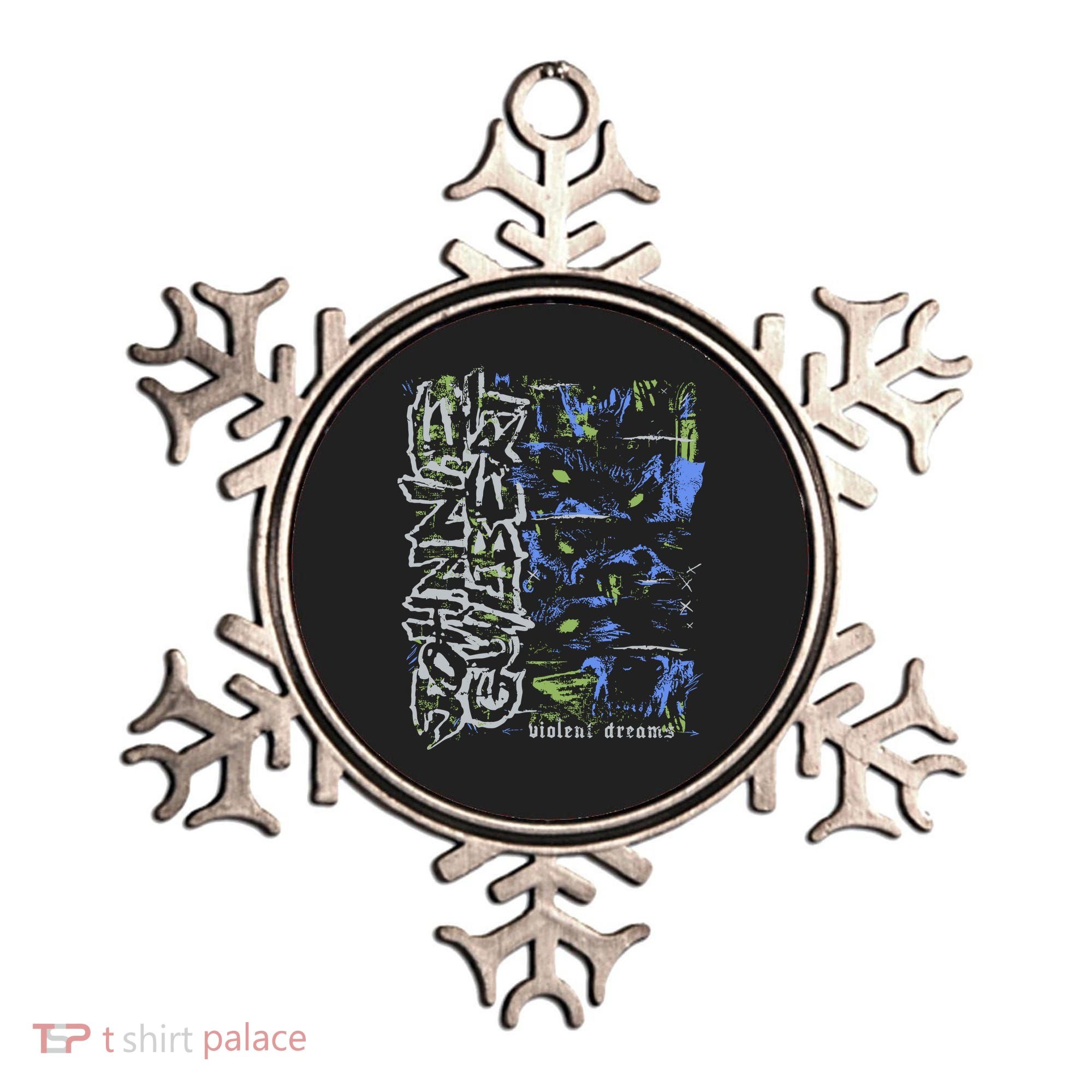 Johnnieguilbert Violent Dream Wolf Blue Green Ornament
