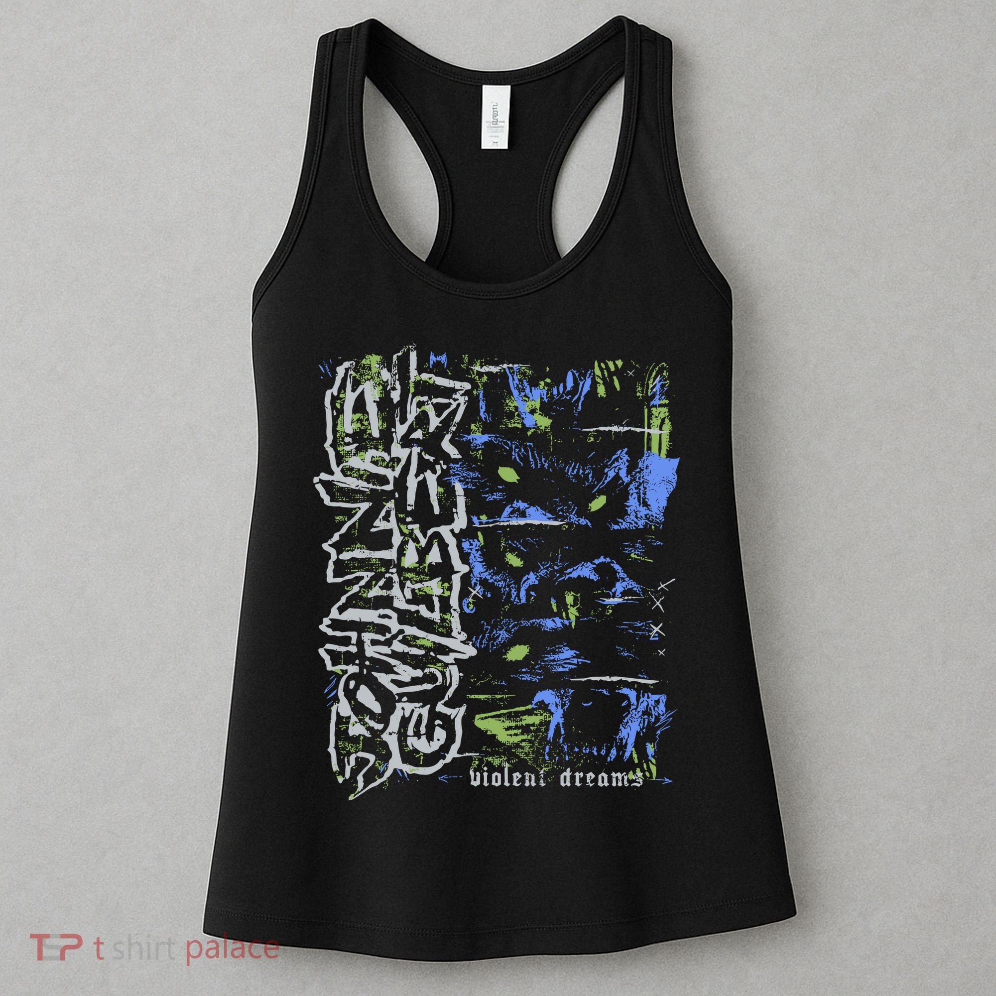 Johnnieguilbert Violent Dream Wolf Blue Green Women's Tank Top