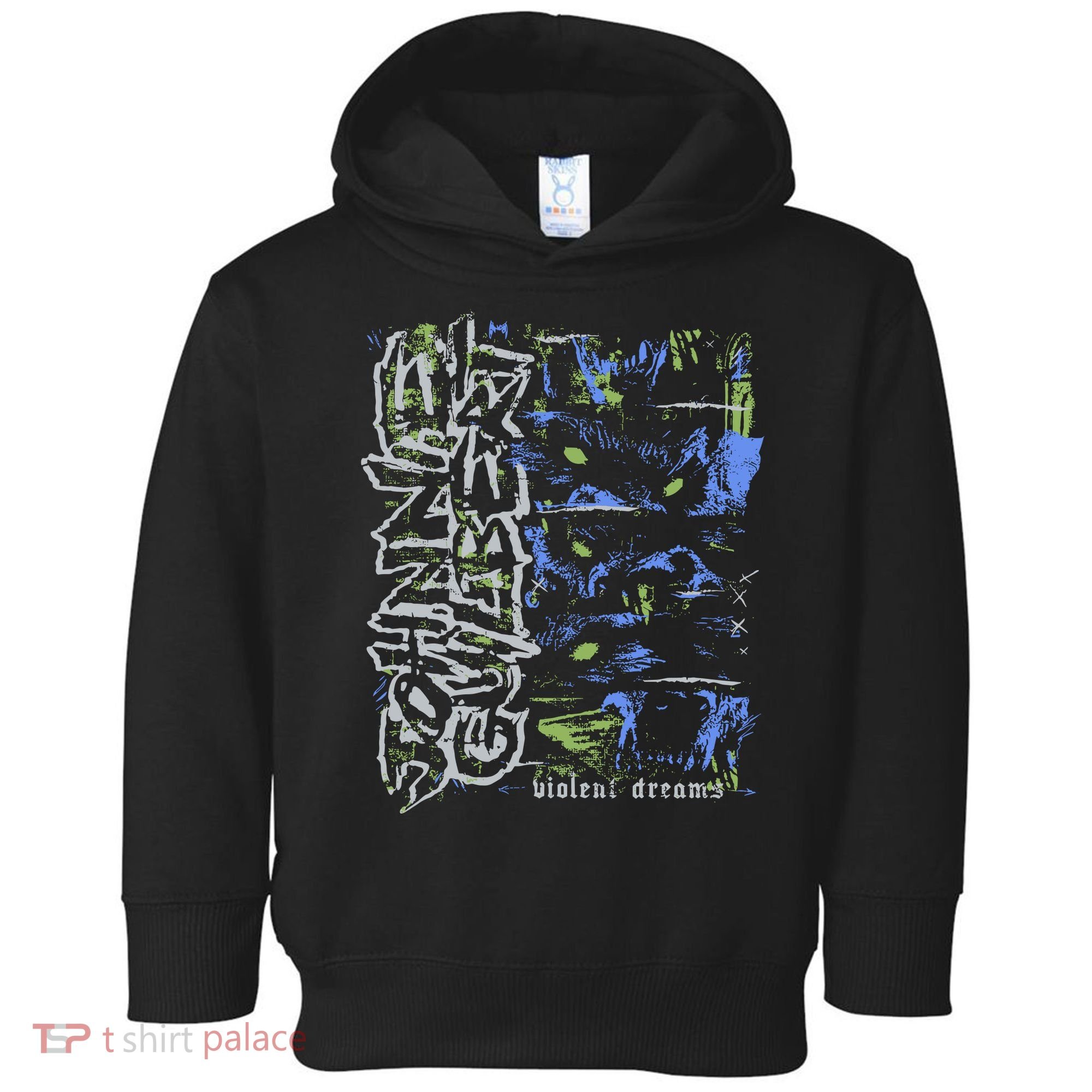 Johnnieguilbert Violent Dream Wolf Blue Green Toddler Hoodie