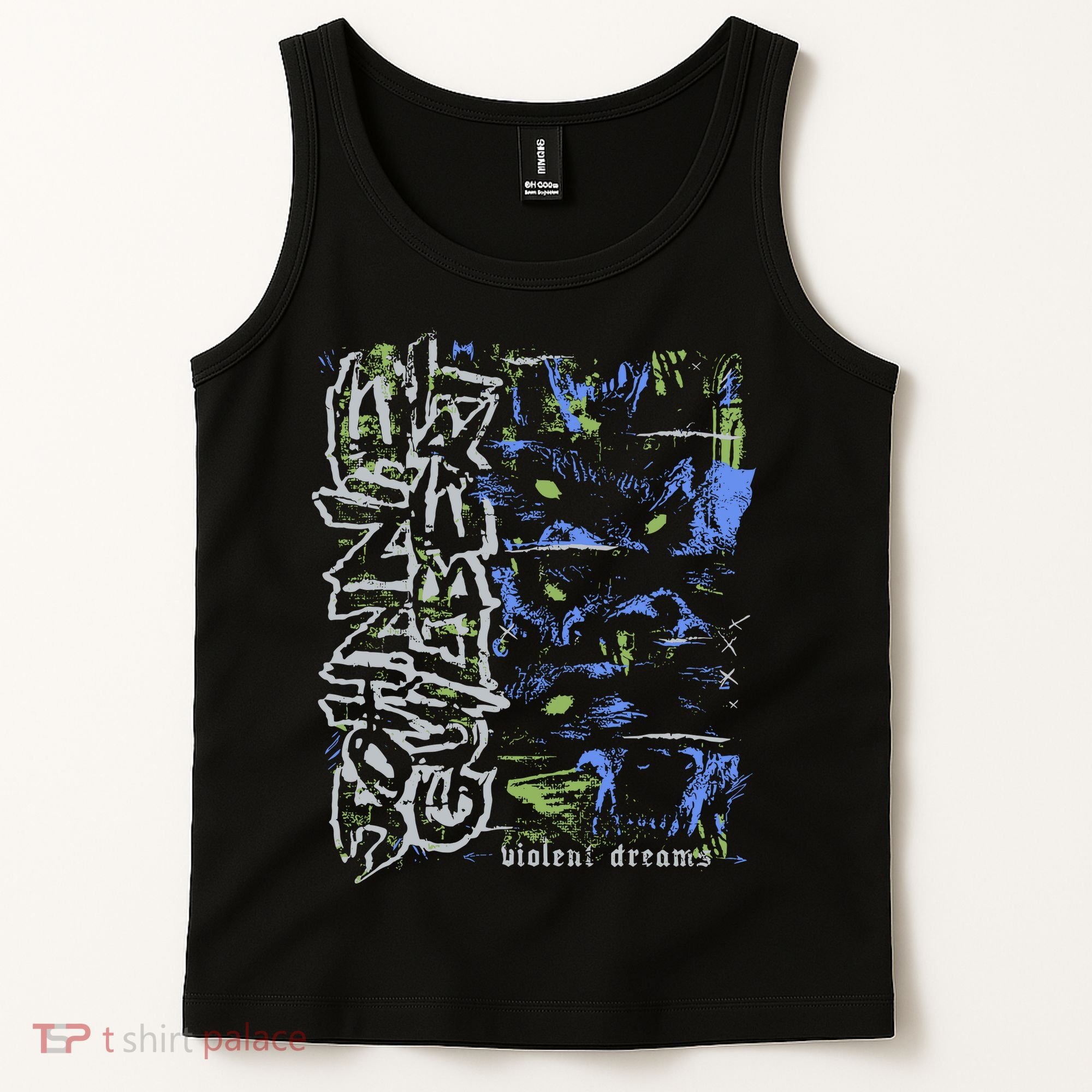 Johnnieguilbert Violent Dream Wolf Blue Green Tank Top