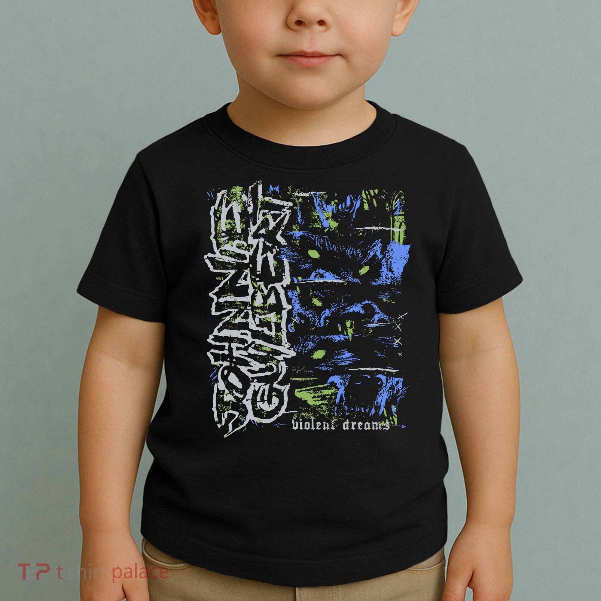 Johnnieguilbert Violent Dream Wolf Blue Green Toddler T-Shirt