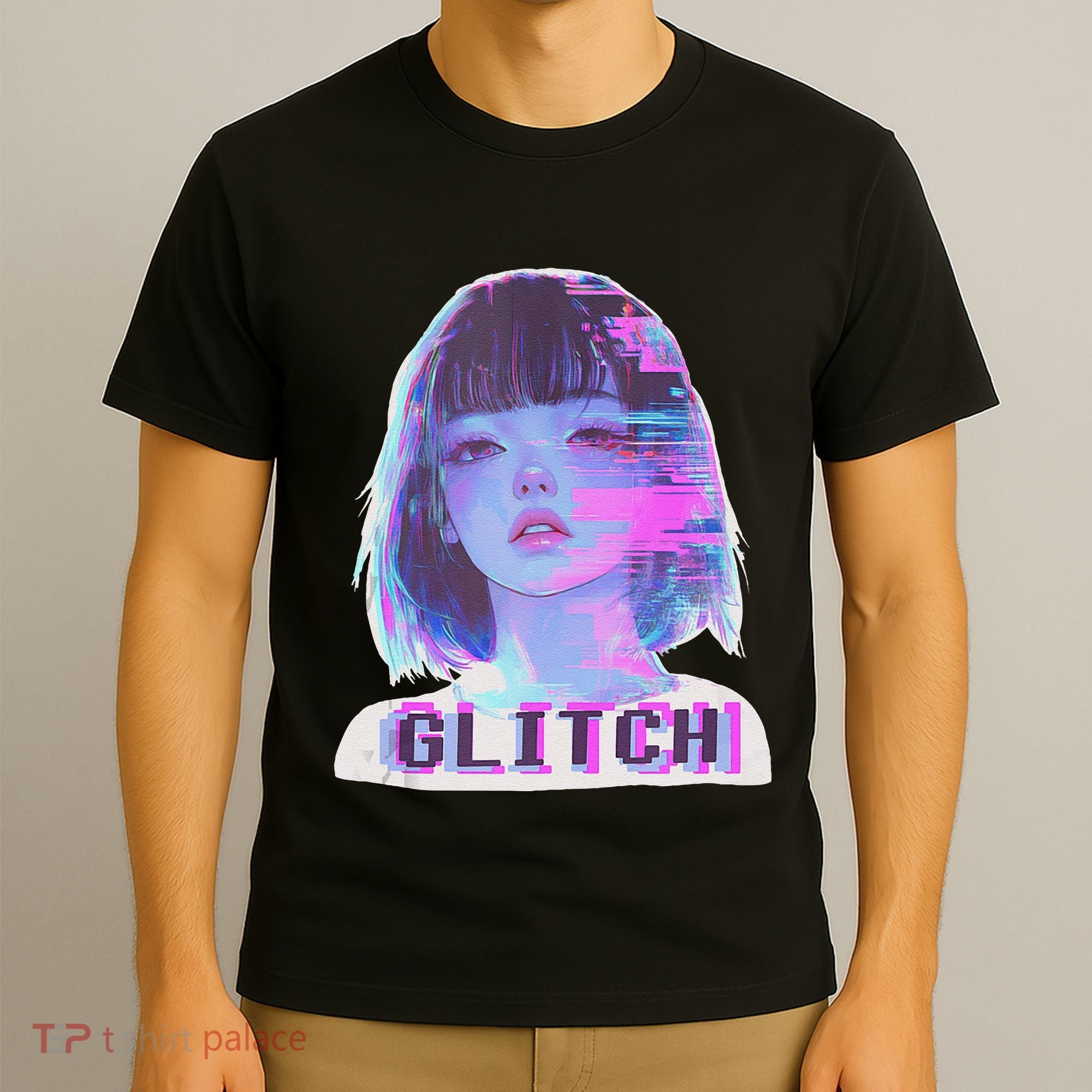 Japanese Vaporwave Edgy Sad Glitch Anime Aesthetic T-Shirt