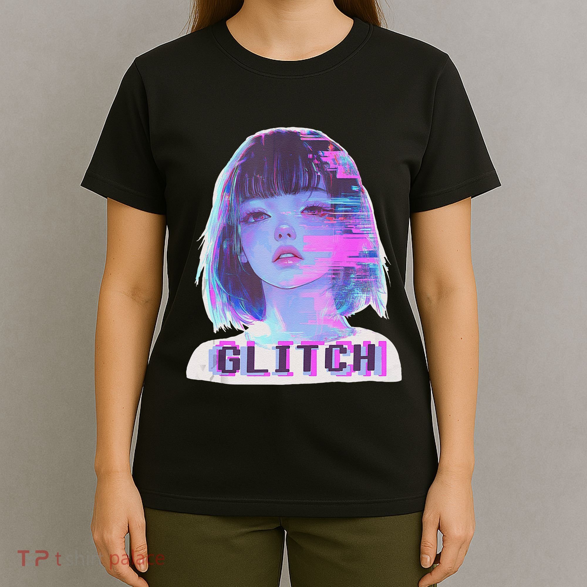 Japanese Vaporwave Edgy Sad Glitch Anime Aesthetic T-Shirt