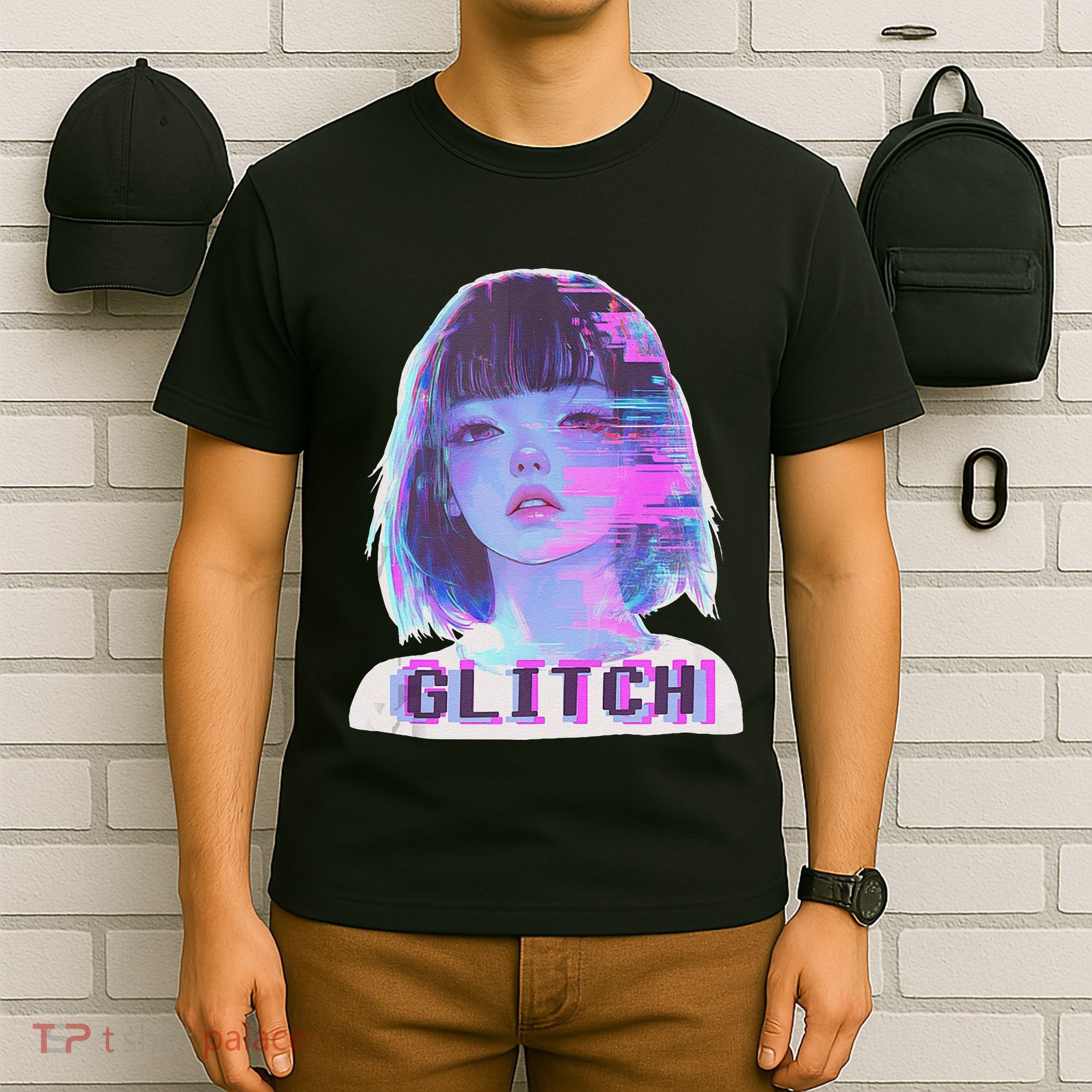 Japanese Vaporwave Edgy Sad Glitch Anime Aesthetic T-Shirt