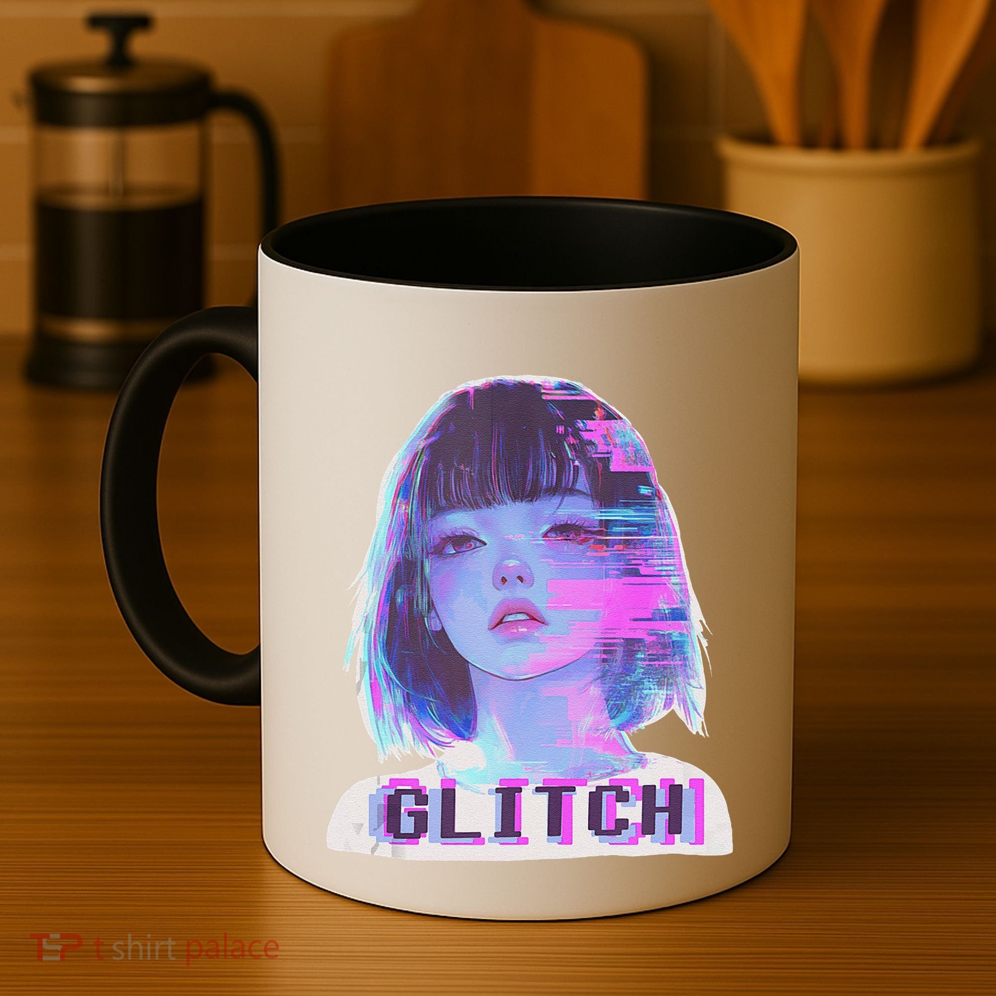 Japanese Vaporwave Edgy Sad Glitch Anime Aesthetic Coffee Mug