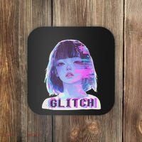 Japanese Vaporwave Edgy Sad Glitch Anime Aesthetic Coaster thumb 0