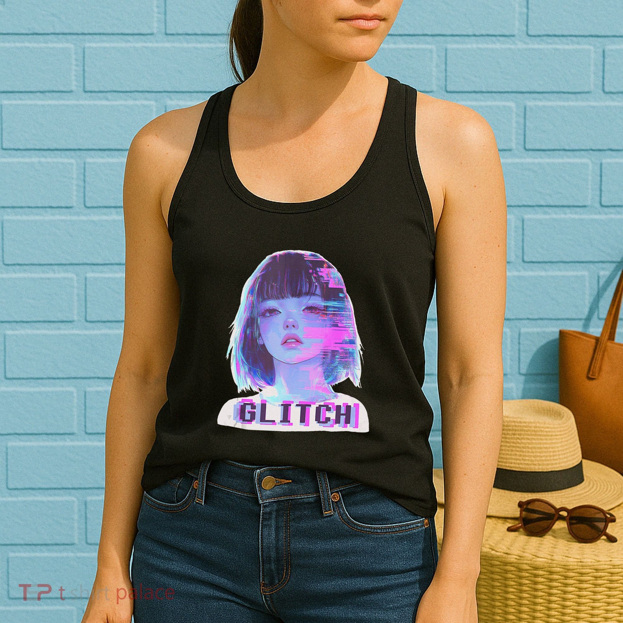 Japanese Vaporwave Edgy Sad Glitch Anime Aesthetic Women's Tank Top
