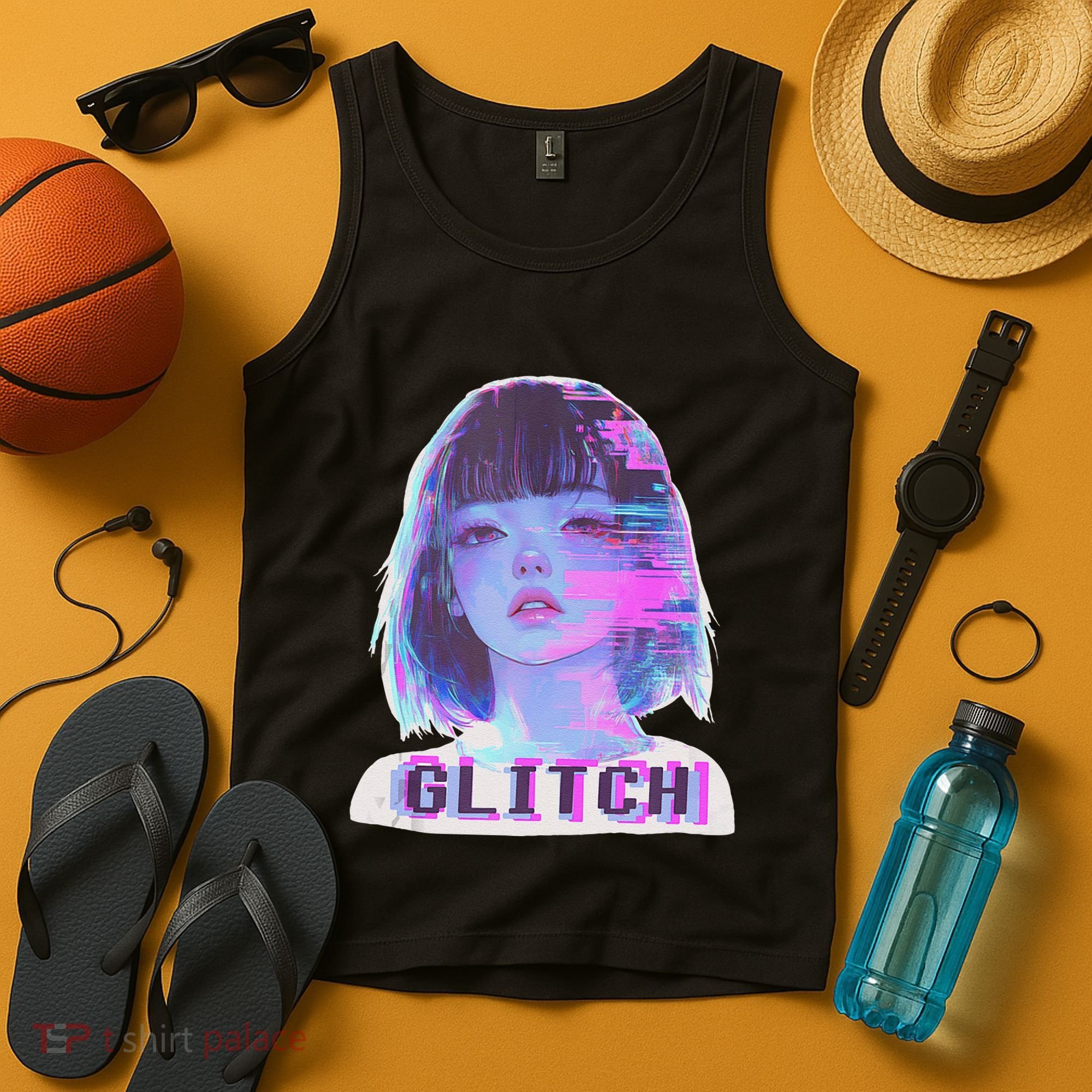 Japanese Vaporwave Edgy Sad Glitch Anime Aesthetic Tank Top
