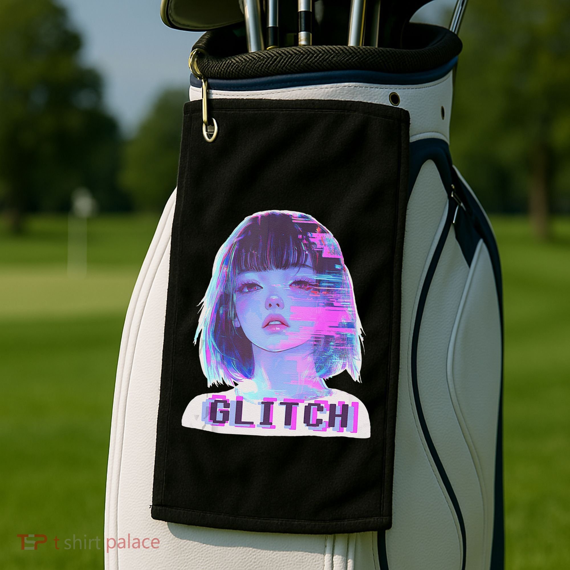 Japanese Vaporwave Edgy Sad Glitch Anime Aesthetic Golf Towel
