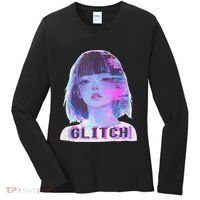 Japanese Vaporwave Edgy Sad Glitch Anime Aesthetic Women's Long Sleeve Shirt thumb 0