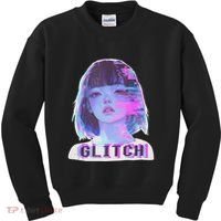 Japanese Vaporwave Edgy Sad Glitch Anime Aesthetic Kids Sweatshirt thumb 0