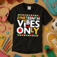 Juneteenth Vibes Only 1865 African American Kids T-Shirt thumb 3
