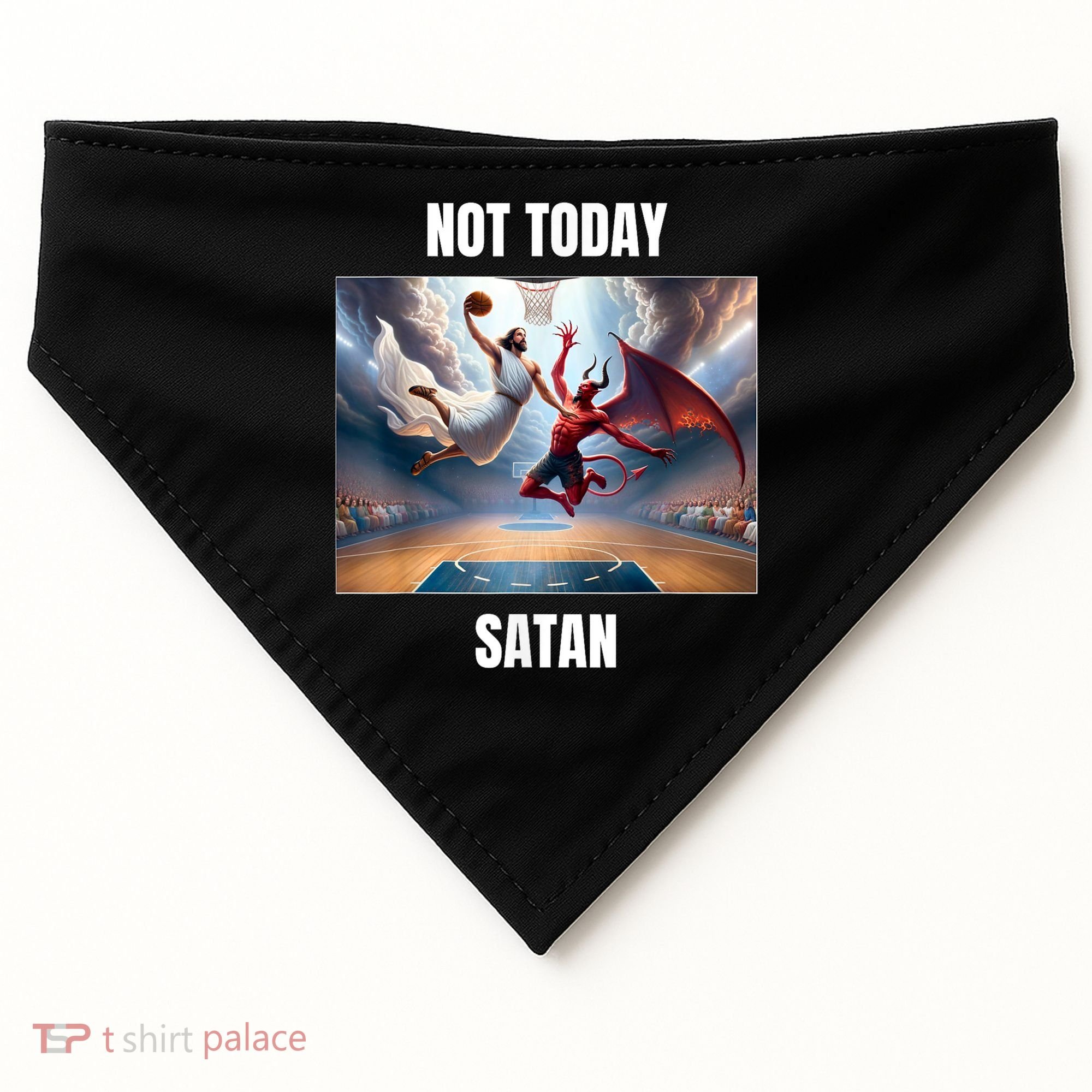 Jesus Vs Satan Playing Basketball Not Today Satan USA-Made Doggie Bandana