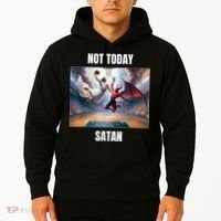 Jesus Vs Satan Playing Basketball Not Today Satan Hoodie thumb 2