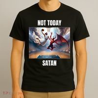 Jesus Vs Satan Playing Basketball Not Today Satan T-Shirt thumb 3