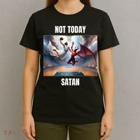 Jesus Vs Satan Playing Basketball Not Today Satan T-Shirt thumb 4