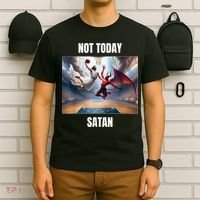 Jesus Vs Satan Playing Basketball Not Today Satan T-Shirt thumb 6