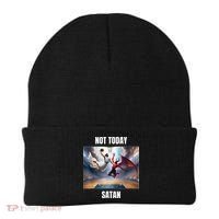 Jesus Vs Satan Playing Basketball Not Today Satan Beanie thumb 0