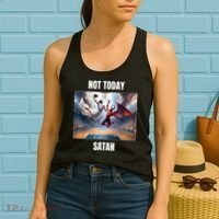 Jesus Vs Satan Playing Basketball Not Today Satan Women's Tank Top thumb 2