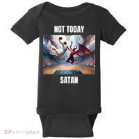 Jesus Vs Satan Playing Basketball Not Today Satan Baby Bodysuit thumb 0
