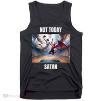 Jesus Vs Satan Playing Basketball Not Today Satan Tank Top thumb 0