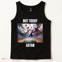 Jesus Vs Satan Playing Basketball Not Today Satan Tank Top thumb 2