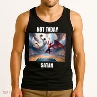 Jesus Vs Satan Playing Basketball Not Today Satan Tank Top thumb 3